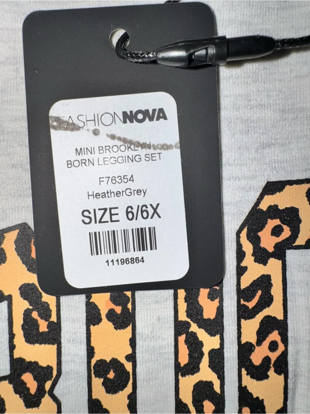 Kids Light Gray 'Brooklyn New York' Set with Leopard Print